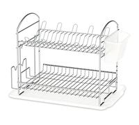 Simple Houseware Scolapiatti in Metallo a 2 Livelli con gocciolatoio, Cromato per Cucina