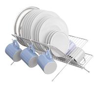 Simple Houseware Scolapiatti Pieghevole in Acciaio Legato con Tappetino per riporre Gli Oggetti, Cromato