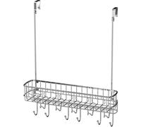 Simple Houseware sopra la porta 11 ganci organizer rack con cestino portaoggetti cromato