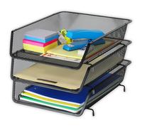 Simple Houseware Stapelbarer Schreibtisch-Ablage-Dokumenten-Briefablage-Organizer, 3 Packungen, Schwarz
