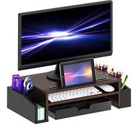 Simple Houseware Supporto per Monitor da scrivania con Vassoio Organizer Regolabile, Espresso