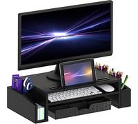 Simple Houseware Supporto per Monitor da scrivania con Vassoio Organizer Regolabile, Nero
