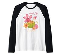 Simple Joy Summer - Spiaggia floreale tropicale al cocco Maglia con Maniche Raglan