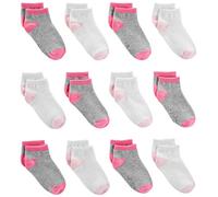Simple Joys by Carter's 12-Pack No-Show Infant-And-Toddler-Socks, Bianco/Grigio/Rosa, 0-6 Mesi (Pacco da 12) Unisex-Bimbi