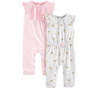 Simple Joys by Carter's - Tuta intera da bambina, confezione da 2 ,Pink Stripe/Gold Swan ,18 Months