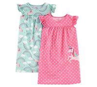 Simple Joys by Carter's 2-Pack Nightgowns Camicia da Notte, Rosa A Pallini/Verde Menta Arcobaleno, 6-7 Anni (Pacco da 2) Bambina