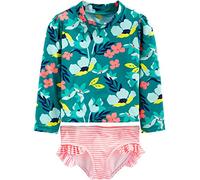 Simple Joys by Carter's 2-Piece Assorted Rashguard Sets Rash Guard Set, Rosa Righe/Verde Floreale, 5 Anni Bimba