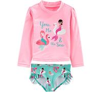 Simple Joys by Carter's 2-Piece Assorted Rashguard Sets Rash Guard Set, Rosa Sirena/Verde Acqua Cigni, 5 Anni Bimba