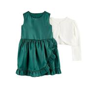 Simple Joys by Carter's 2-Piece Dress And Set 2 Pezzi Vestito e Cardigan per Occasioni Speciali, Bianco/Verde Smeraldo, 3 Anni (Pacco da 2) Bimba