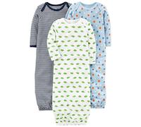 Simple Joys by Carter's 3-Pack Cotton Sleeper Gown Abiti da Notte, Blu/Bianco, 0 Mesi (Pacco da 3) Bimbo
