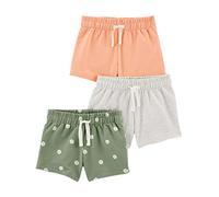 Simple Joys by Carter's 3-Pack Knit Shorts Pantaloncini, Grigio Chiaro Puntinato/Rosa/Verde Floreale, 5-6 Anni (Pacco da 3) Bambina
