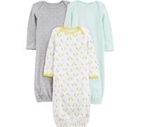 Simple Joys by Carter's 3-Pack Neutral Cotton Sleeper Gown Infant-And-Toddler-Nightgowns, Grigio/Verde/Giallo, 0 Mesi (Pacco da 3) Bimba