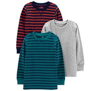 Simple Joys by Carter's 3-Pack Thermal Long Sleeve Shirts Set T-Shirt, Blu Marino Righe/Grigio Puntinato/Verde Acqua, 5 Anni (Pacco da 3) Bambini e Ragazzi