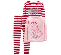 Simple Joys by Carter's 3-Piece Snug-Fit Cotton Christmas Pajama Set Pigiama, Rosa Gatti/Rosso Righe, 6 Anni (Pacco da 3) Unisex-Bambini e Ragazzi