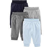 Simple Joys by Carter's 4-Pack Fleece Pants Pantaloni Casual, Blu Chiaro/Blu Marino/Grigio Puntinato/Grigio Scuro, 0 Mesi (Pacco da 4) Unisex-Bimbi