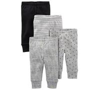 Simple Joys by Carter's 4-Pack Neutral Pant Pantaloni, Bianco/Grigio/Nero Banane, 0-3 Mesi (Pacco da 4) Unisex-Baby