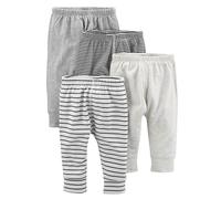 Simple Joys by Carter's 4-Pack Neutral Pant Pantaloni, Bianco Righe/Grigio/Grigio Chiaro/Nero Mini Righe, 3-6 Mesi (Pacco da 4) Unisex-Baby