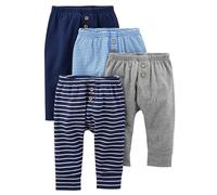 Simple Joys by Carter's 4-Pack Neutral Pant Pantaloni, Blu/Blu Marino/Grigio Puntinato/Righe, 0 Mesi (Pacco da 4) Unisex-Baby