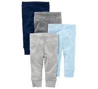 Simple Joys by Carter's 4-Pack Neutral Pant Pantaloni, Blu/Grigio/Bianco, 0-3 Mesi (Pacco da 4) Unisex-Baby
