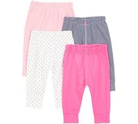 Simple Joys by Carter's 4-Pack Pant Pantaloni, Bianco Pois/Blu Marino Righe/Pesca Pallido/Rosa, 0 Mesi (Pacco da 4) Bimba