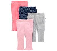 Simple Joys by Carter's 4-Pack Pant Pantaloni, Blu Marino Pois/Grigio/Rosa/Rosa Corallo, 0-3 Mesi (Pacco da 4) Bimba