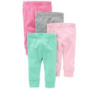 Simple Joys by Carter's 4-Pack Pant Pantaloni, Verde Menta/Rosa/Grigio, 0 Mesi (Pacco da 4) Bimba