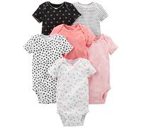 Simple Joys by Carter's 6-Pack Short-Sleeve Bodysuit Body, Rosa/Nero/Bianco, Prematuro (Pacco da 6) Bimba