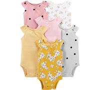 Simple Joys by Carter's 6-Pack Sleevless Bodysuit Body, Multicolore/Floreale/Pois/Righe, Prematuro (Pacco da 6) Bambine