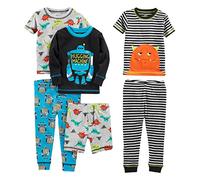 Simple Joys by Carter's 6-Piece Snug Fit Cotton Pajama Set Pigiama, Dinosauri/Mostro/Righe/Robot, 5 Anni (Pacco da 3) Bimbo