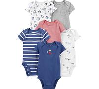 Simple Joys by Carter's Body a Maniche Corte Bimbo, Pacco da 6, Motivo Sportivo/Multi Stripe, Prematuro