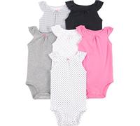 Simple Joys by Carter's - Body senza maniche, da bambina, confezione da 6 ,Black/White/Pink Ruffle ,US NB (EU 56-62)