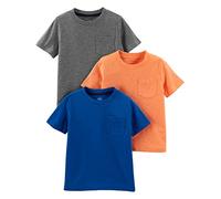 Simple Joys by Carter's Camicie a maniche lunghe Bambini e Ragazzi, Pacco da 3, Grigio/Arancione/Blu Reale, 4 anni