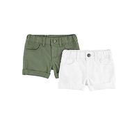 Simple Joys by Carter's Denim Shorts, Pack of 2 Pantalocini, Bianco/Verde Oliva, 18 Mesi Bambina