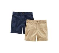 Simple Joys by Carter's Flat Front Shorts, Pack of 2 Pantaloncini, Marrone Kaki Chiaro/Blu Marino, 4 Anni (Pacco da 2) Bimbo
