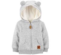 Simple Joys by Carter's Hooded Sweater Jacket with Sherpa Lining Giacca in Pile, Grigio, 3-6 Mesi Unisex-Bimbi