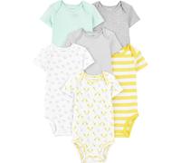 Simple Joys by Carter's Neutral Short-Sleeve Bodysuit Novelty-Infant-And-Toddler-Bodysuits, Grigio/Giallo, 0 Mesi (Pacco da 6) Bambini e Ragazzi