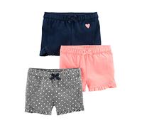 Simple Joys by Carter's 3-Pack Knit Infant-And-Toddler-Shorts, Rosa/Grigio/Blu Marino, 4 Anni (Pacco da 3) Bimba