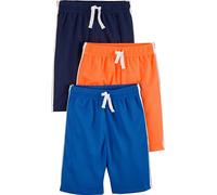 Simple Joys by Carter's - Pantaloncini, tessuto a rete, da bambino, confezione da 3 ,Blue/Orange/Navy ,US 5T (EU 110-116)