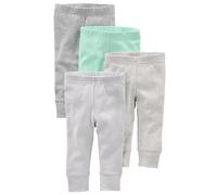 Simple Joys by Carter's Pantaloni in Cotone Unisex Bimbi, Pacco da 4, Grigio/Grigio Chiaro/Verde Menta/Righe, 3-6 mesi