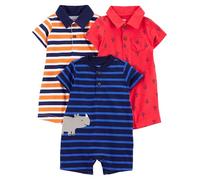 Simple Joys by Carter's, per bambini, Confezione da 3 pagliaccetti ,Orange Blue Stripe/Navy Stripe/Red Anchors ,US NB (EU 56-62)