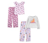 Simple Joys by Carter's Pigiama In Poliestere 4 Pezzi Bambine e ragazze, Pacco da 2, Animalier/Yoga, 8 anni