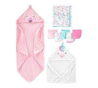 Simple Joys by Carter's Set Asciugamani e Salviette da Bagno, 8 Pezzi Bimba, Bianco Unicorni/Rosa Fenicotteri, Taglia unica