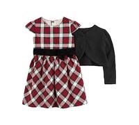 Simple Joys by Carter's Set Composto da Vestito e Cardigan per Occasioni Speciali, 2 Pezzi, per Bambine e Bambine, Plaid Nero/Rosso, 2 Anni
