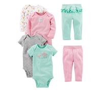 Simple Joys by Carter's - Set da 6 body a maniche corte e lunghe, pantaloni, per bambine ,Pink/Mint Ruffle ,US NB (EU 56-62)