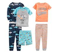Simple Joys by Carter's 6-Piece Snug Fit Cotton Pajama Set Pigiama, Dinosauri/Righe/Squalo/Surfisti, 12 Mesi (Pacco da 3) Bimbo