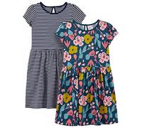 Simple Joys by Carter's Short-Sleeve And Sleeveless Dress Sets, Pack of 2 Abito Casual, Bianco Righe/Indaco Floreale, 4-5 Anni (Pacco da 2) Bambine e Ragazze