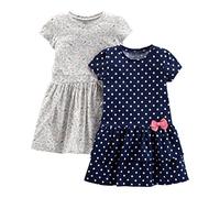 Simple Joys by Carter's Short-Sleeve And Sleeveless Dress Sets, Pack of 2 Abito Casual, Blu Marino Pois/Grigio Gattini, 4 Anni (Pacco da 2) Bambine e Ragazze