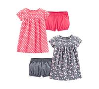 Simple Joys by Carter's Short-Sleeve And Sleeveless Dress Sets, Pack of 2 Abito Casual, Grigio Farfalle/Rosa Floreale, 12 Mesi (Pacco da 2) Bambine e Ragazze