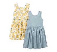 Simple Joys by Carter's Short-Sleeve And Sleeveless Dress Sets, Pack of 2 Abito da Gioco, Azzurro Opaco/Bianco Limoni, 7 Anni Bambine e Ragazze