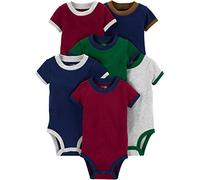 Simple Joys by Carter's Short Sleeve Bodysuit Body, Bordeaux/Verde/Blu Marino, 0-3 Mesi (Pacco da 6) Bimbo
